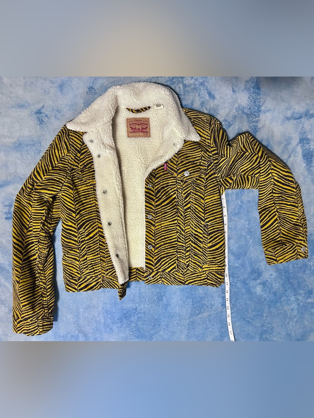 Levi's Yellow and Black Zebra-Print Sherpa Trucker Jacket